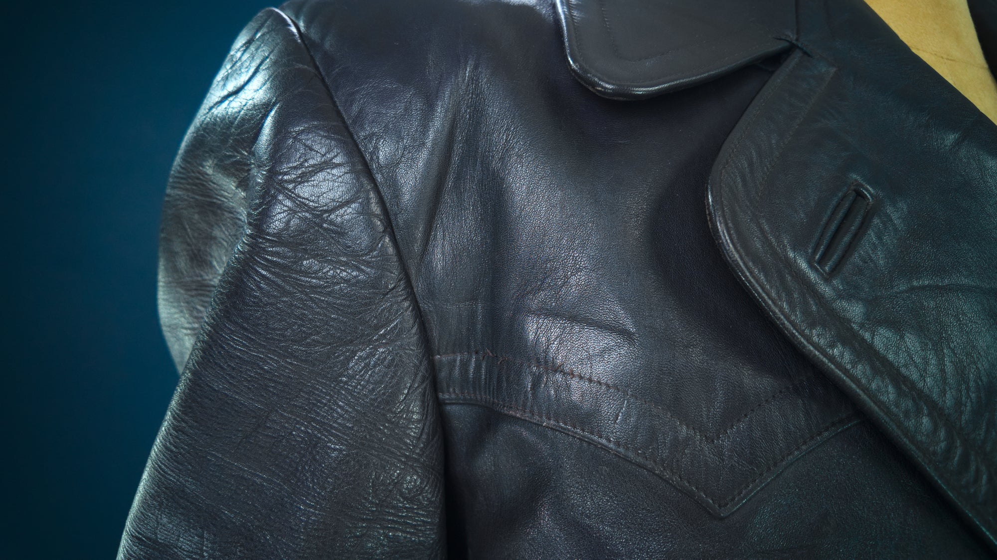 Vintage 1950s West German Cold War Border Guard Trench Coat Leather Jacket “M”