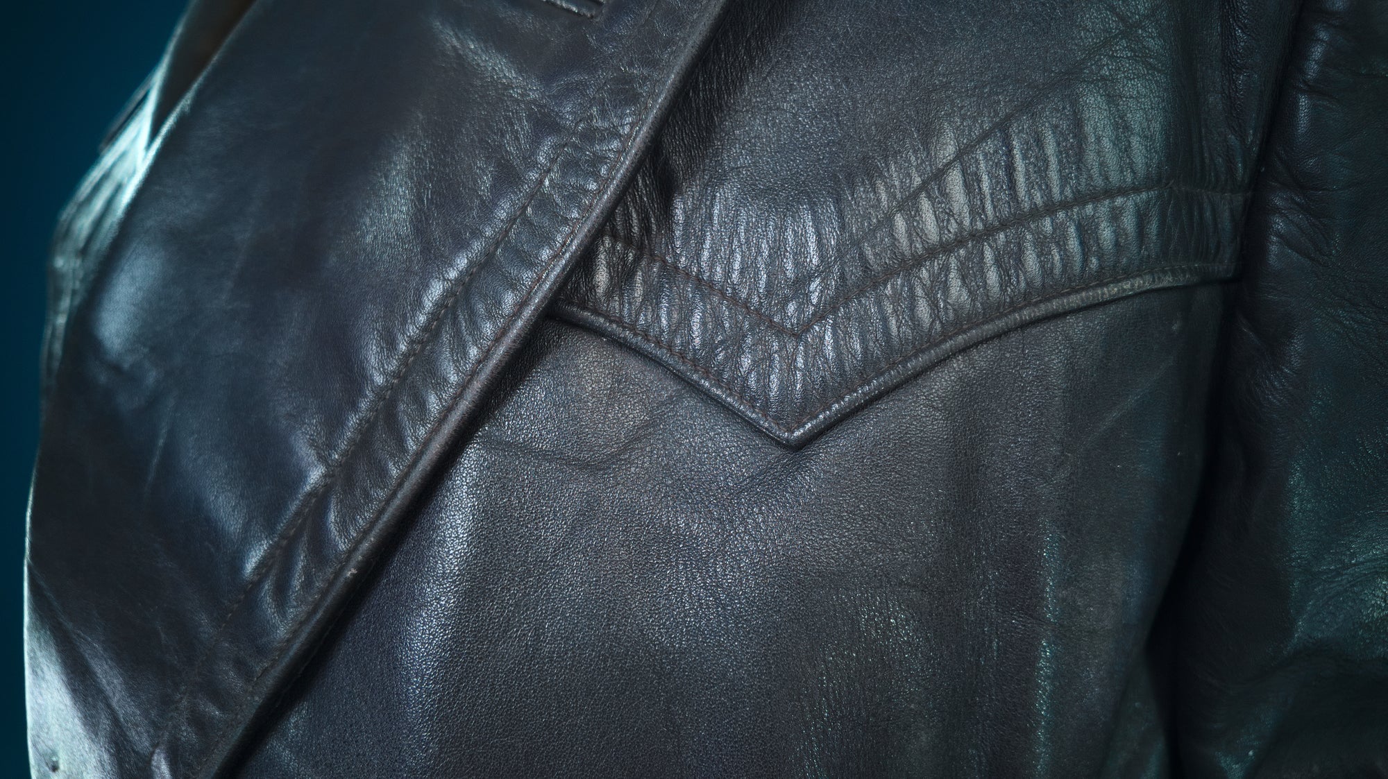 Vintage 1950s West German Cold War Border Guard Trench Coat Leather Jacket “M”