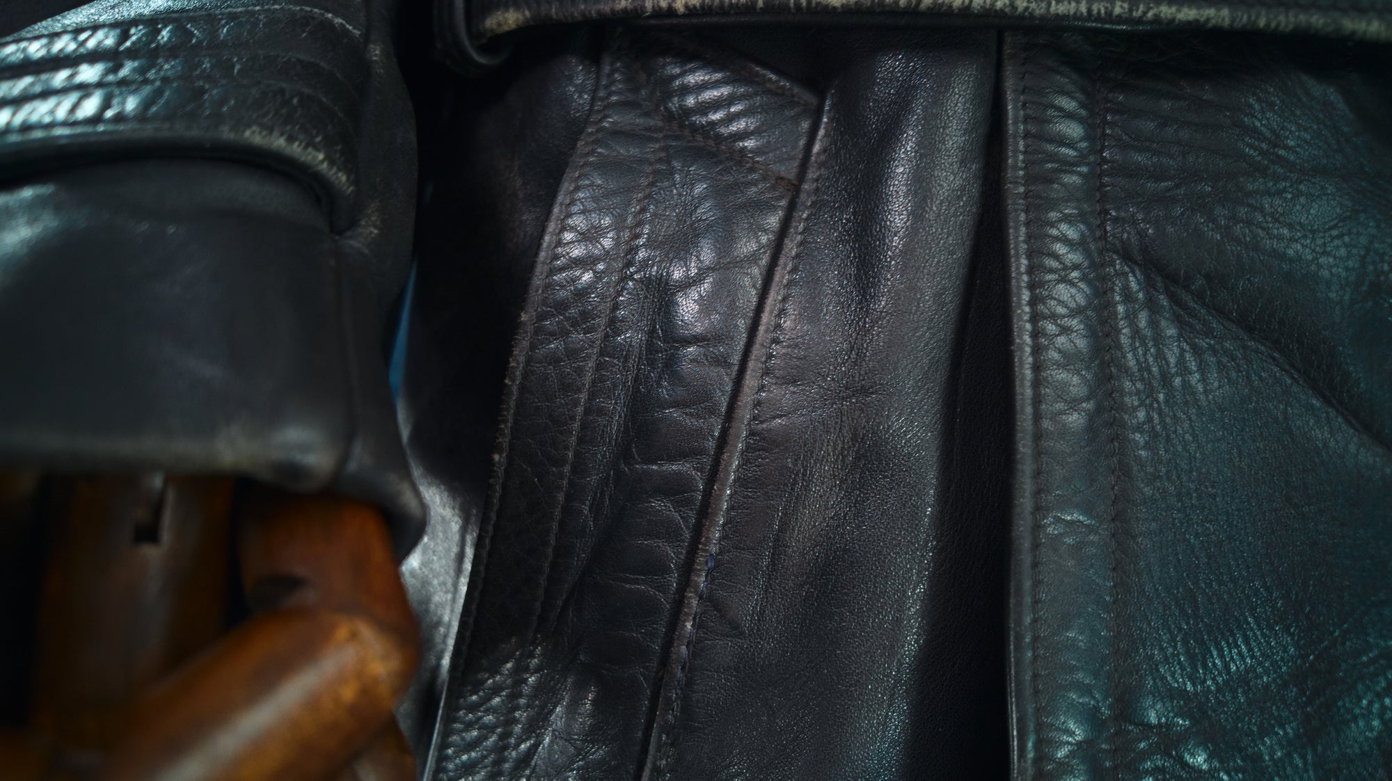 Vintage 1950s West German Cold War Border Guard Trench Coat Leather Jacket “M”