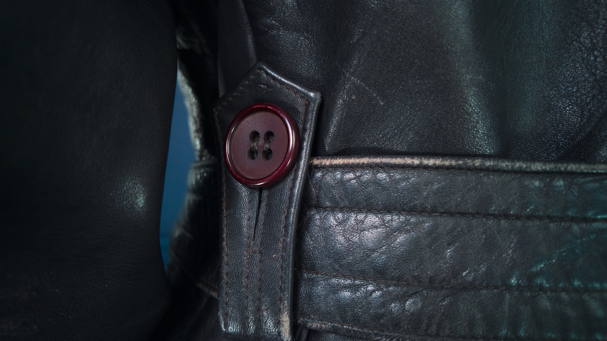 Vintage 1950s West German Cold War Border Guard Trench Coat Leather Jacket “M”