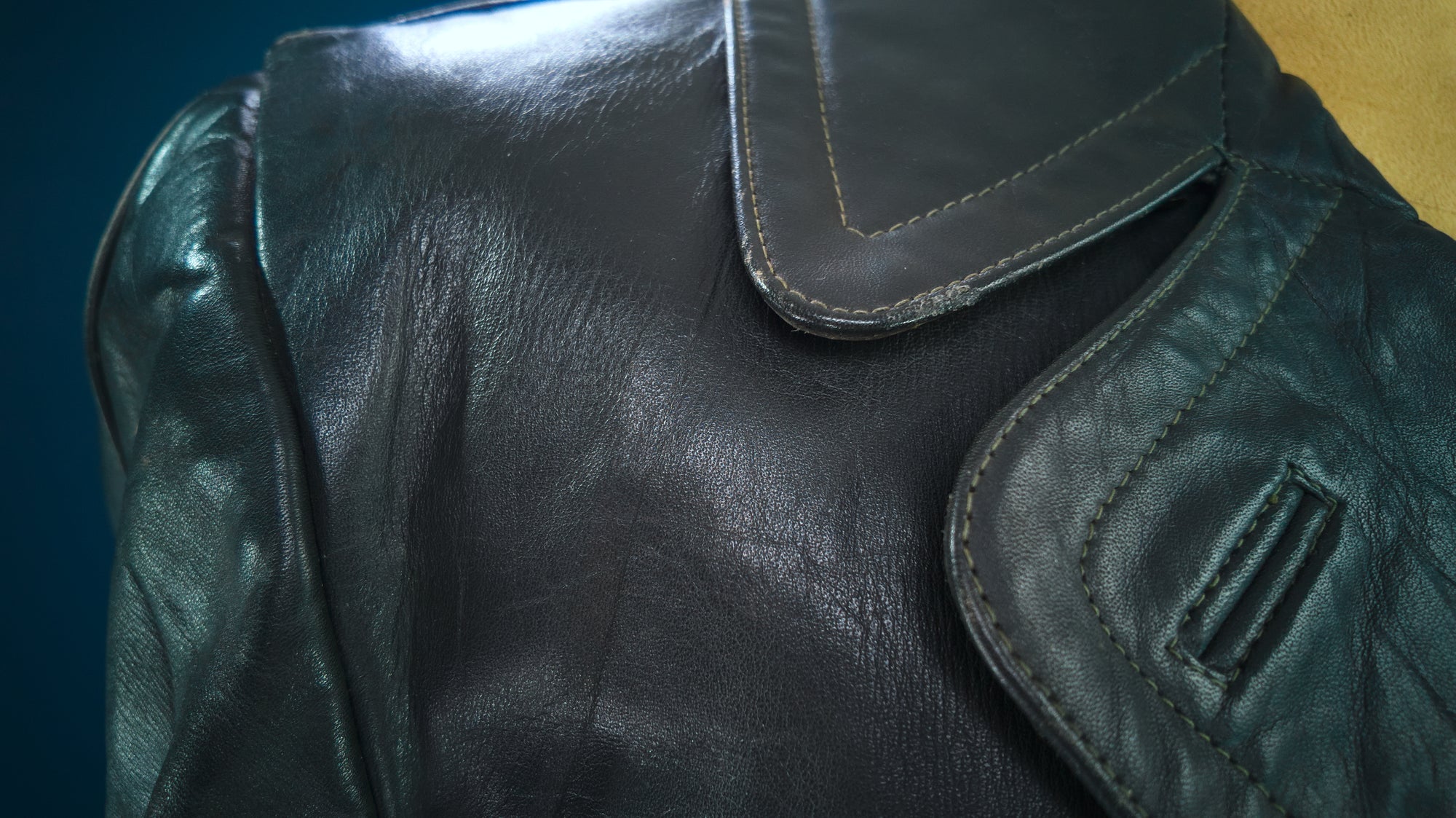 Vintage 1950s West German Cold War Border Guard Trench Coat Leather Jacket “M”