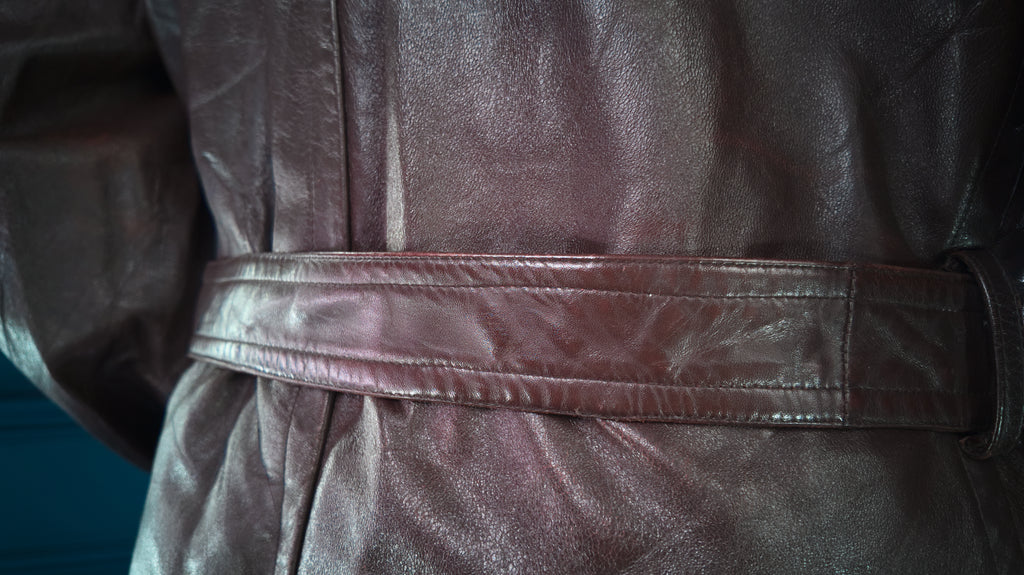 Vintage 1940s WW2 Czech Resistance Sniper Trench Great Coat Leather Jacket “L”