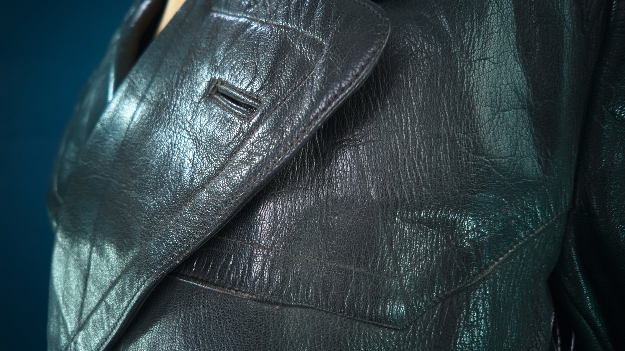 Vintage 1950s West German Cold War Border Guard Trenchcoat Leather Jacket “M”