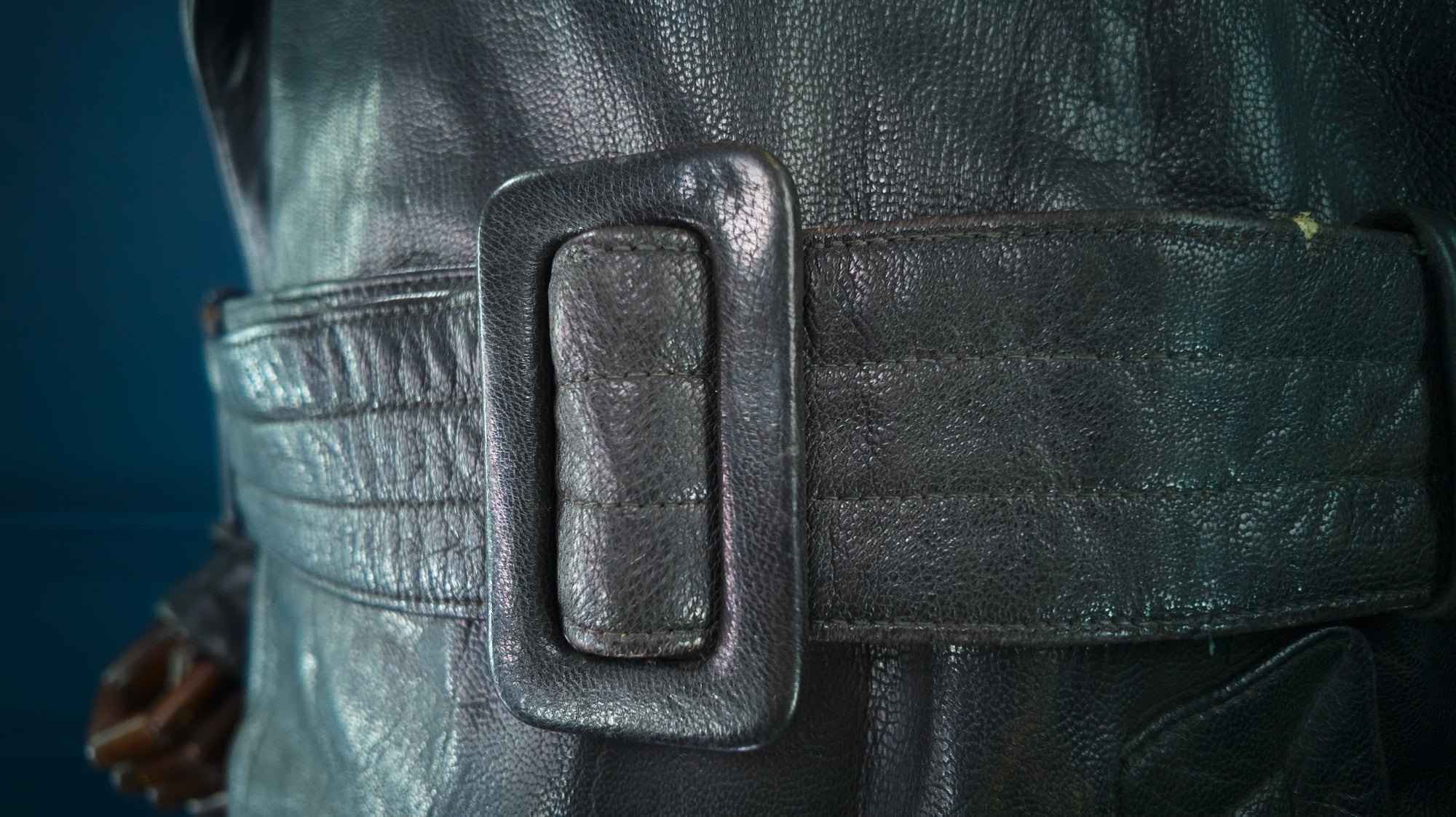 Vintage 1950s West German Cold War Border Guard Trenchcoat Leather Jacket “M”