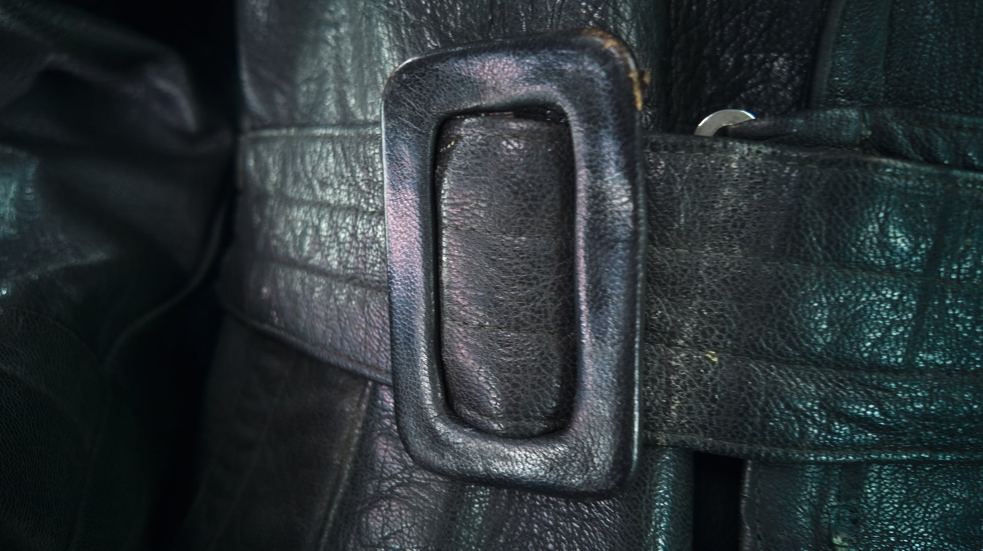 Vintage 1950s West German Cold War Border Guard Trenchcoat Leather Jacket “M”