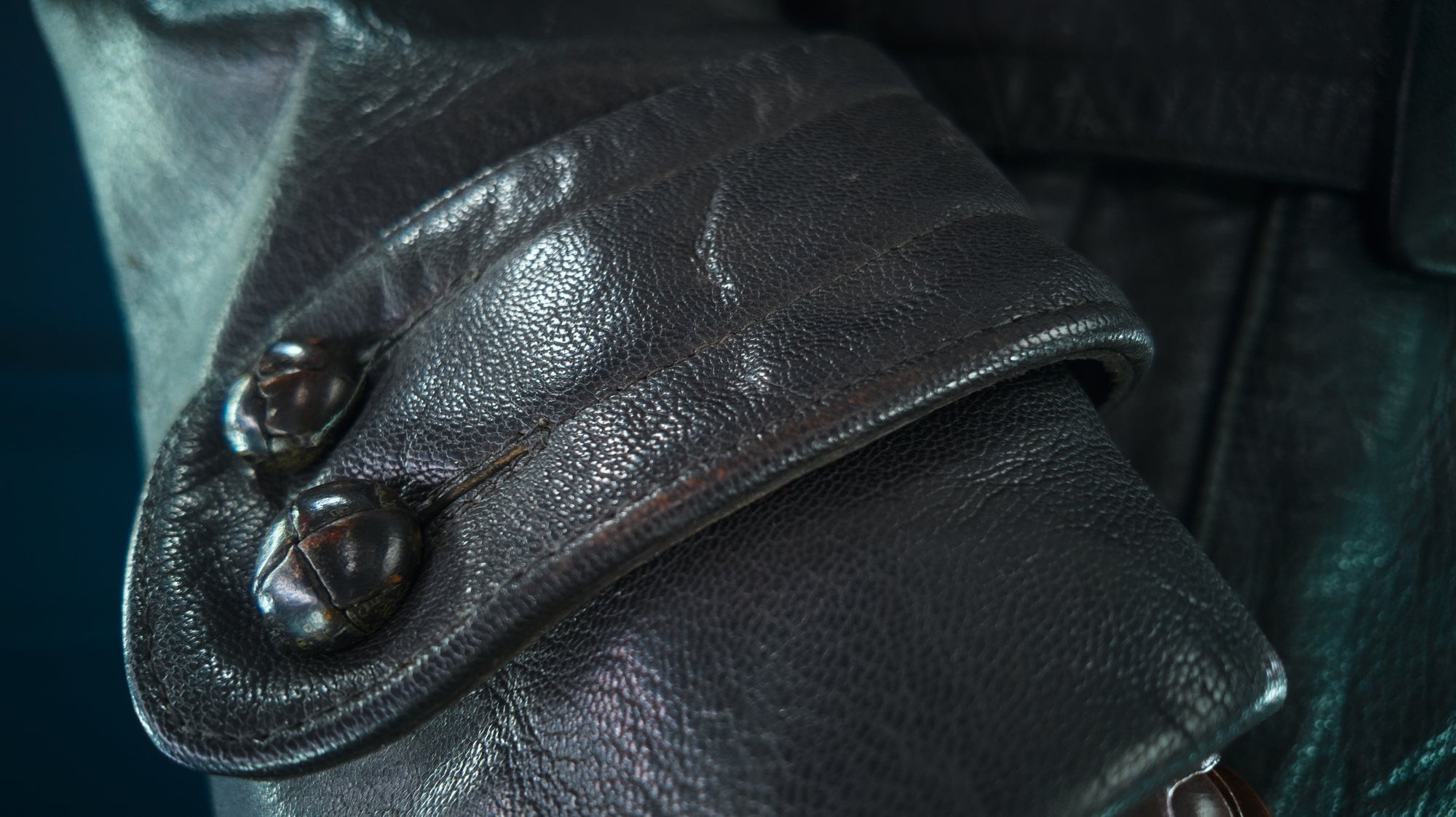 Vintage 1950s West German Cold War Border Guard Trenchcoat Leather Jacket “M”