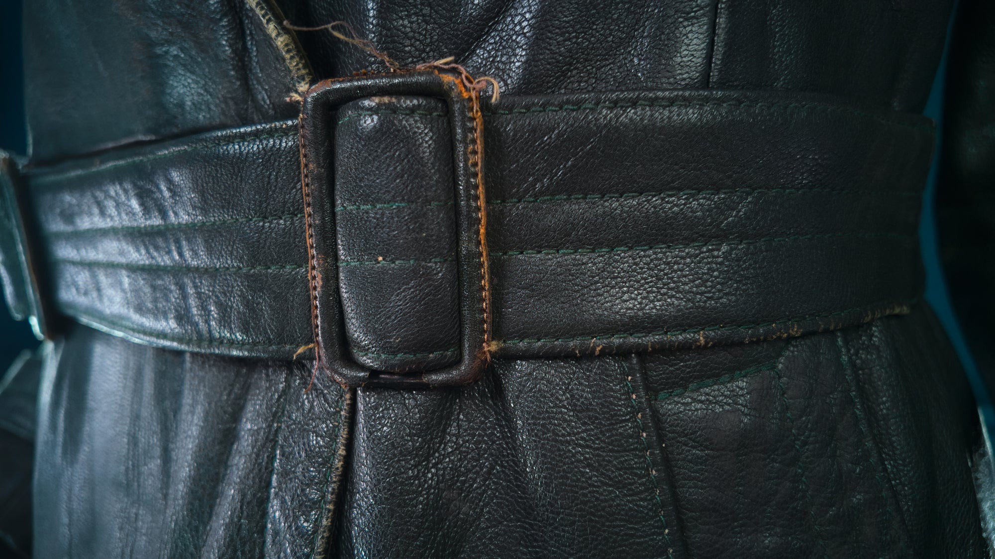 Vintage 1950s West German Cold War Border Guard Trenchcoat Leather Jacket “S”