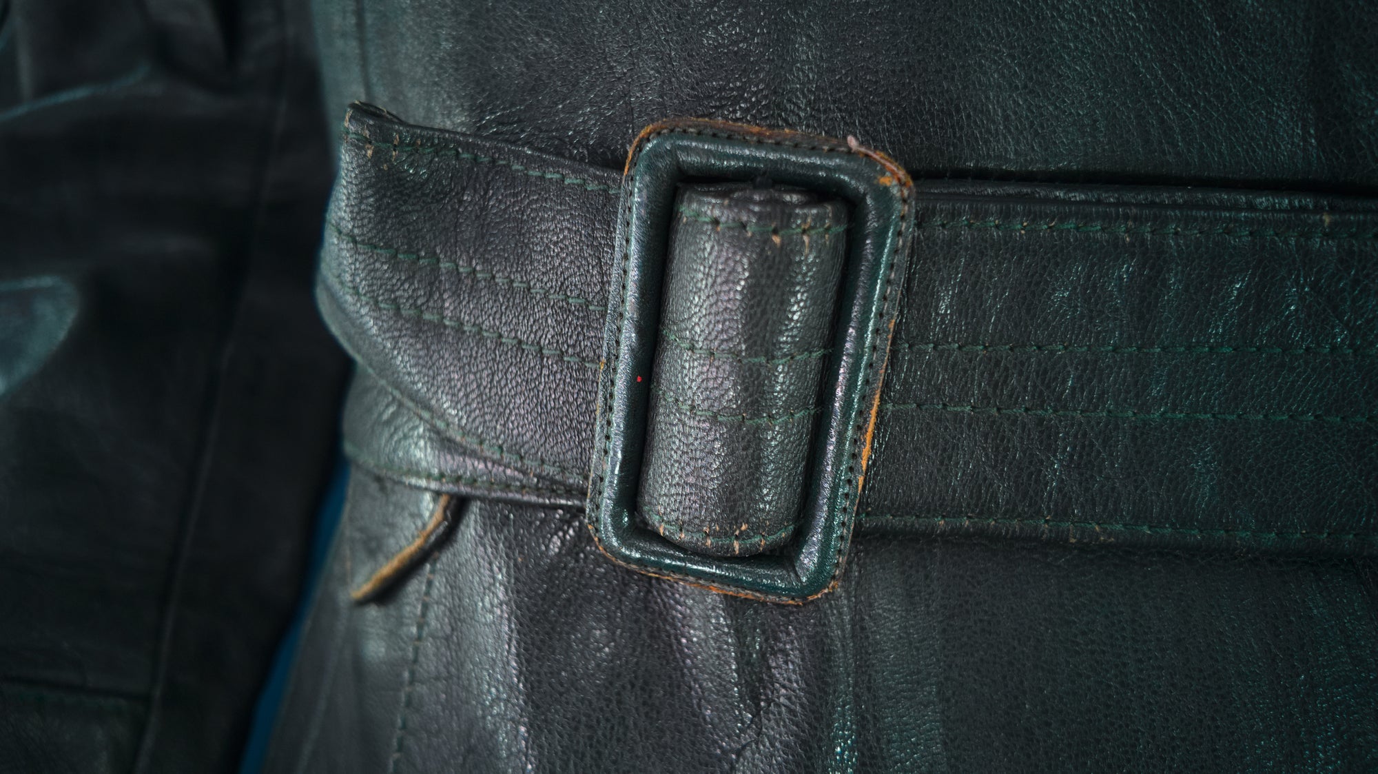 Vintage 1950s West German Cold War Border Guard Trenchcoat Leather Jacket “S”