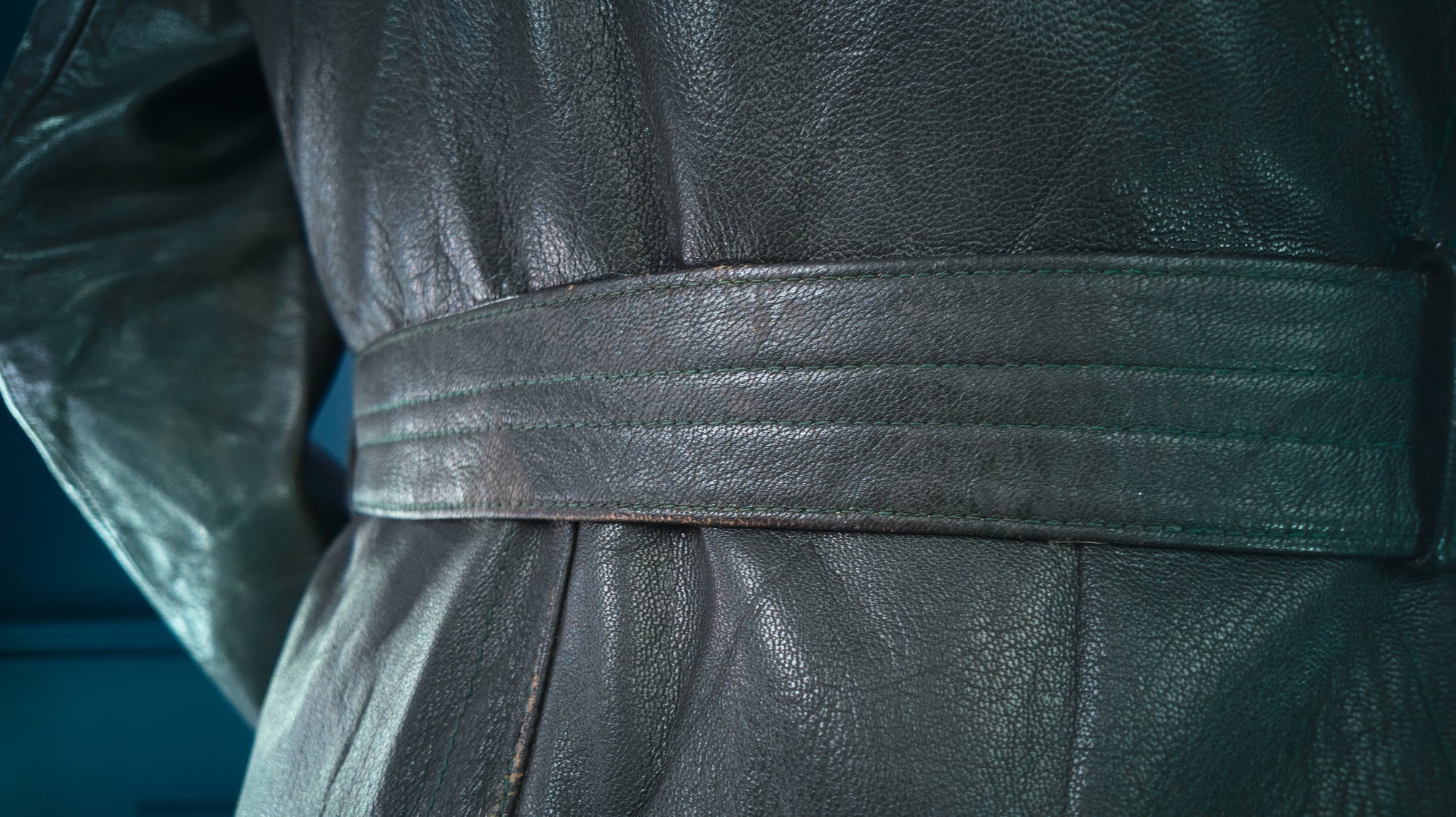 Vintage 1950s West German Cold War Border Guard Trenchcoat Leather Jacket “S”