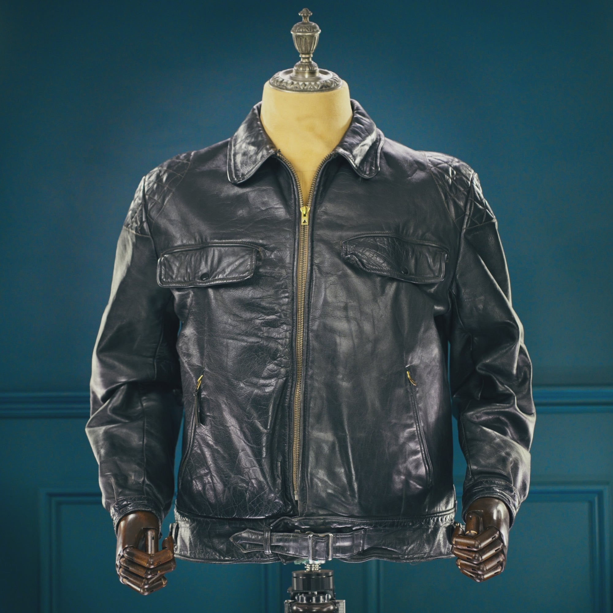 Vintage 1940s German Horsehide Single Rider Biker Police Leather Jacket “L”