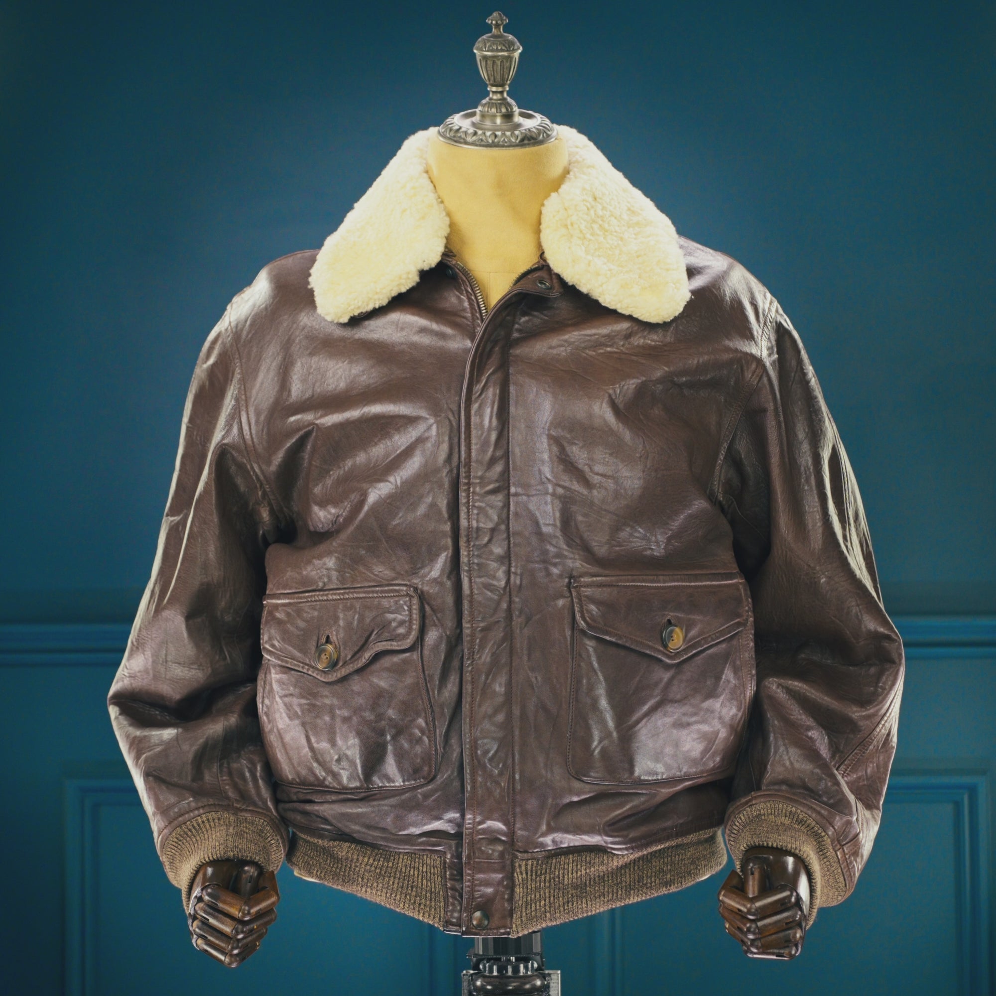 Vintage 1970s Etro Italian Lambskin G1 Flight Bomber Aviator Leather Jacket “L”