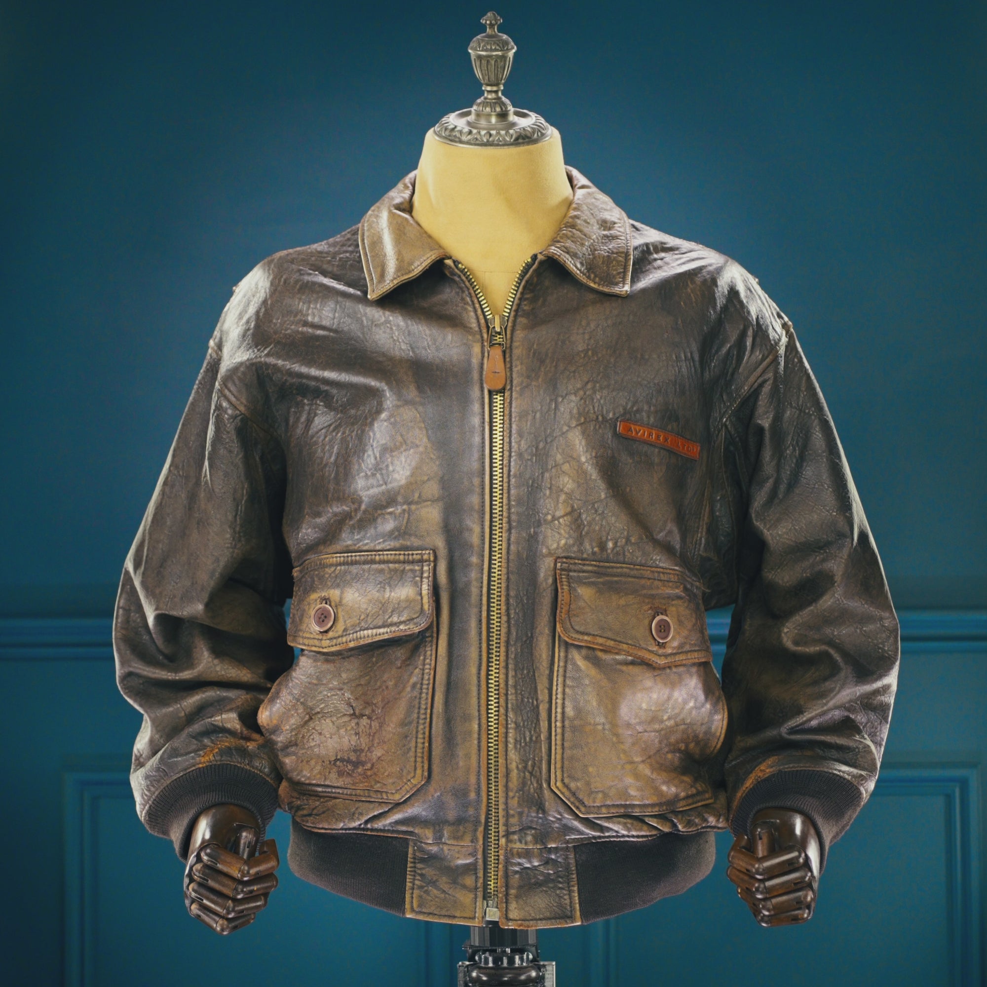 Vintage 1980s Avirex G1 Sheepskin Flight Bomber Aviator Leather Jacket USA “L”