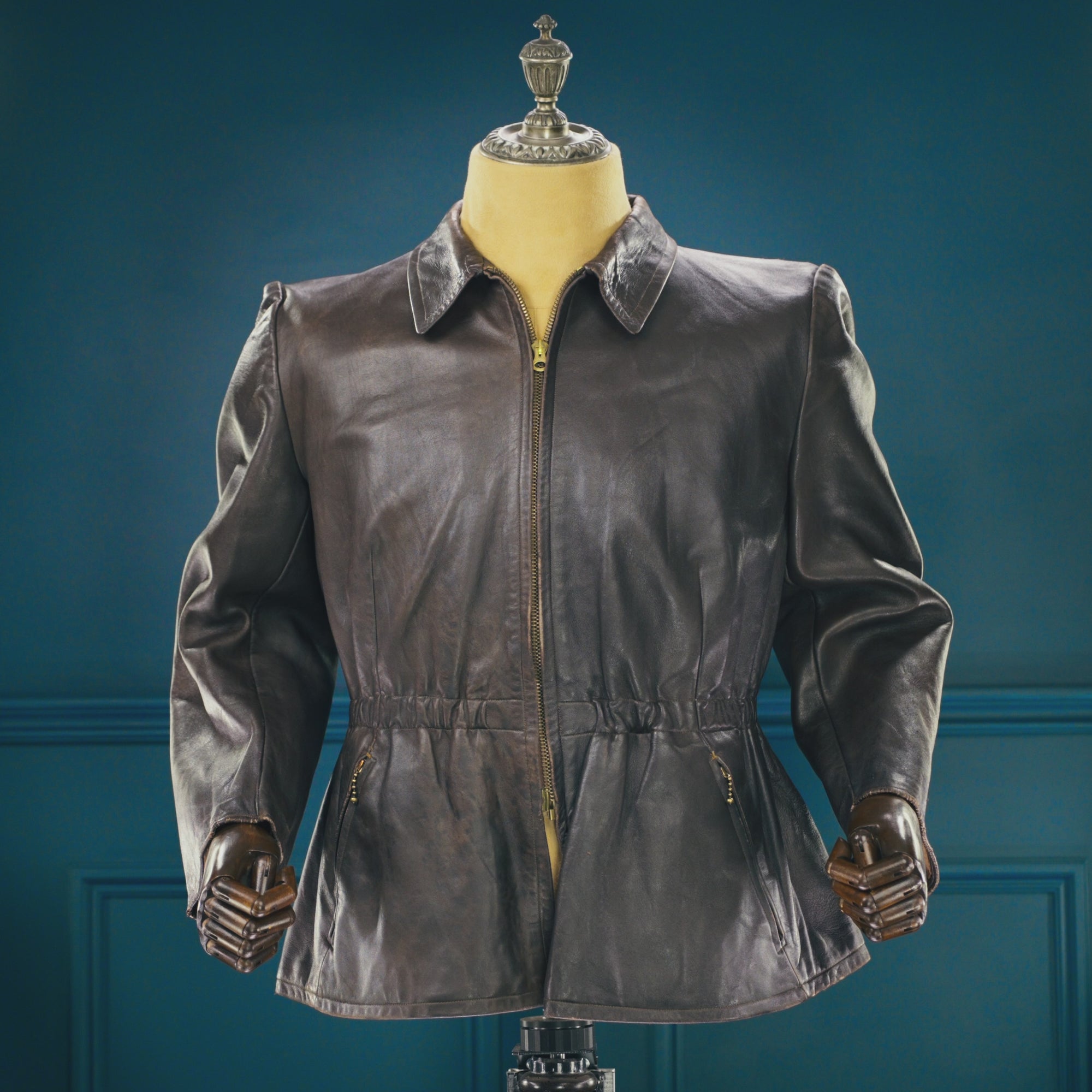 Vintage 1940s WW2 German Luftwaffe Cyclist Flight Aviator Leather Jacket “M”