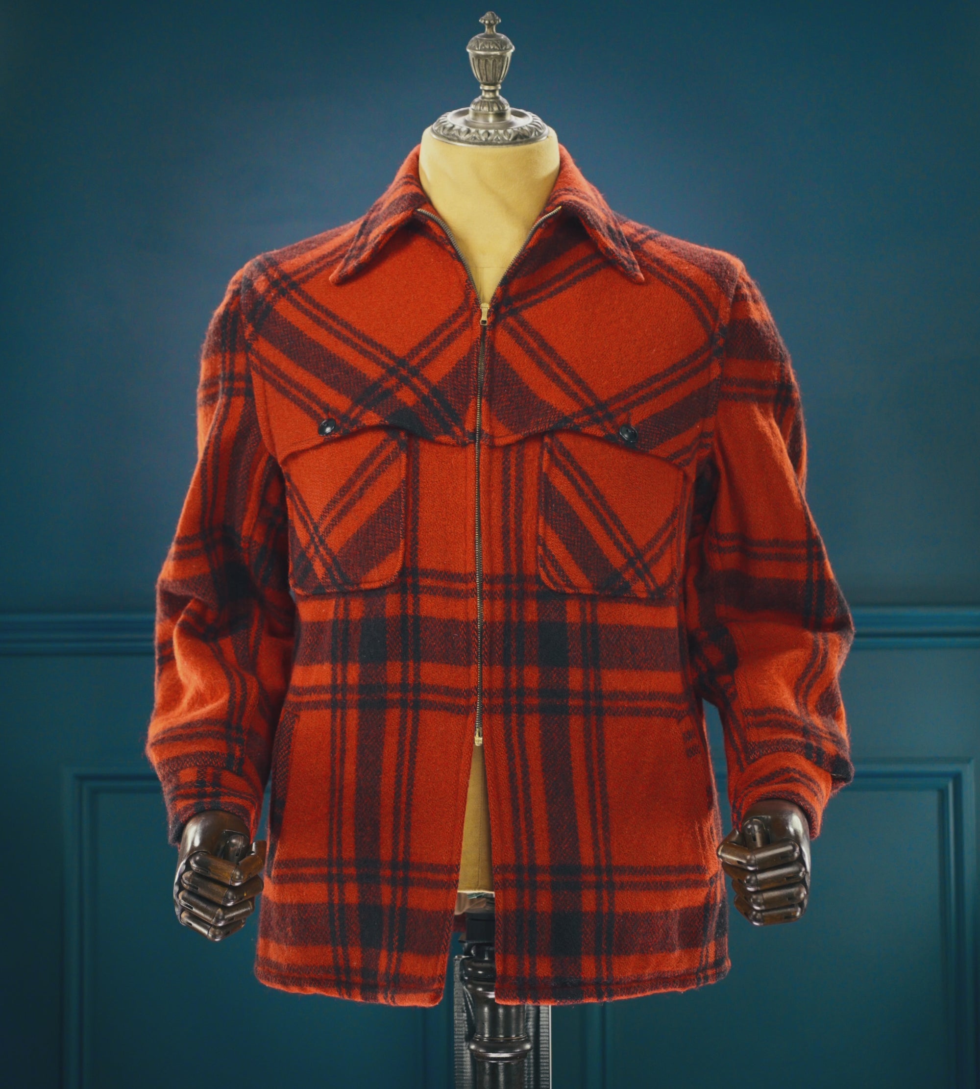 Vintage 1950s Windward Red Mackinaw Plaid Wool Outdoorsman Jacket “M”