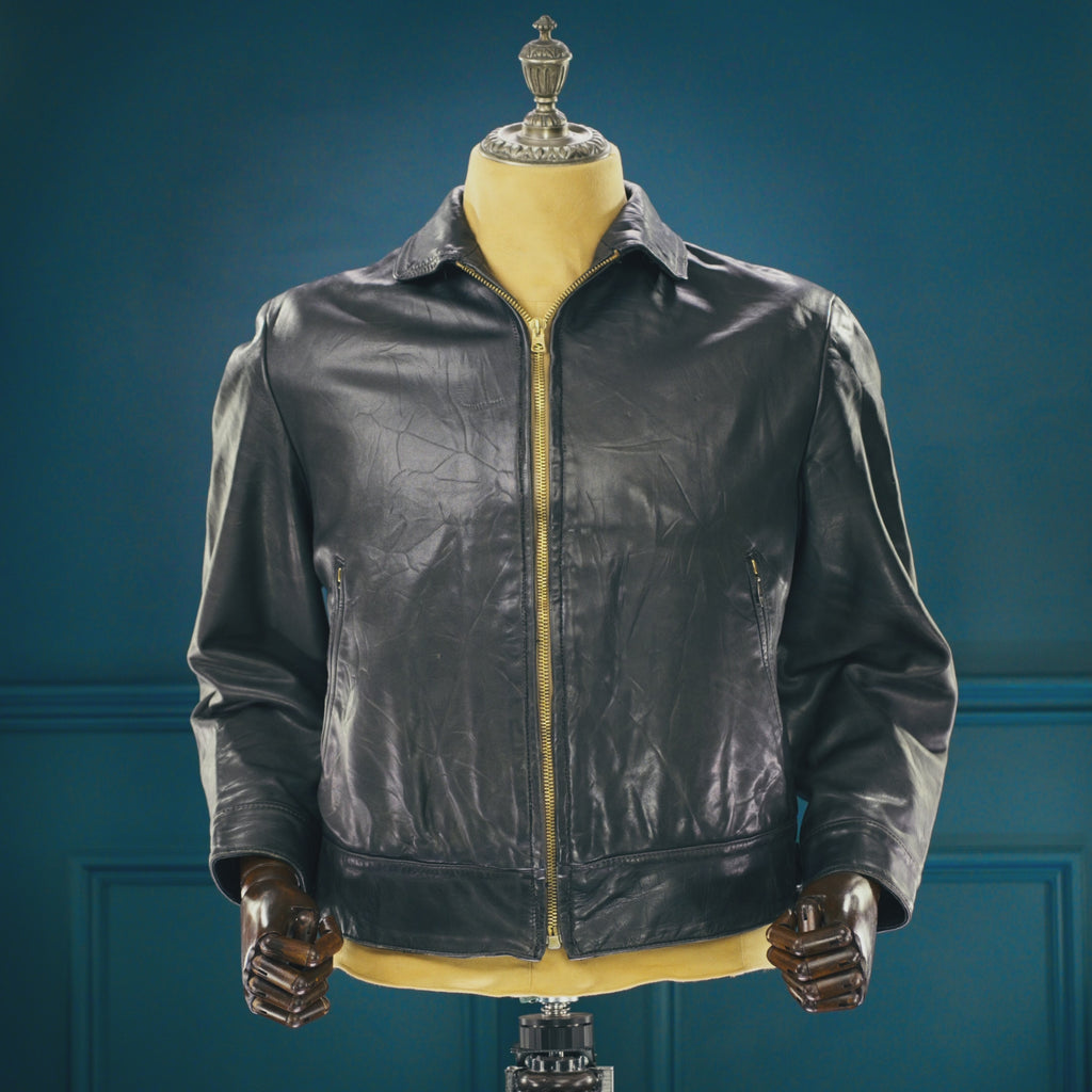 Vintage 1950s German Calfskin Single Rider Highwayman Biker Leather Jacket “M”