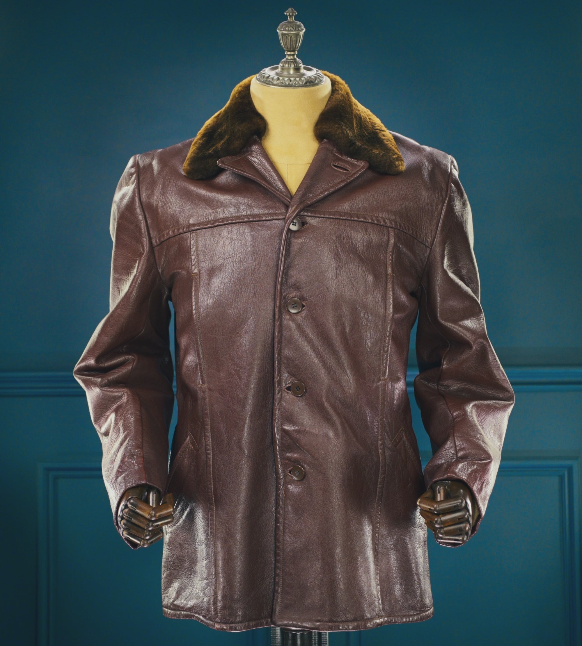 Vintage 1940s Swedish Goatskin Car Coat Motoring Outdoors Leather Jacket “M”