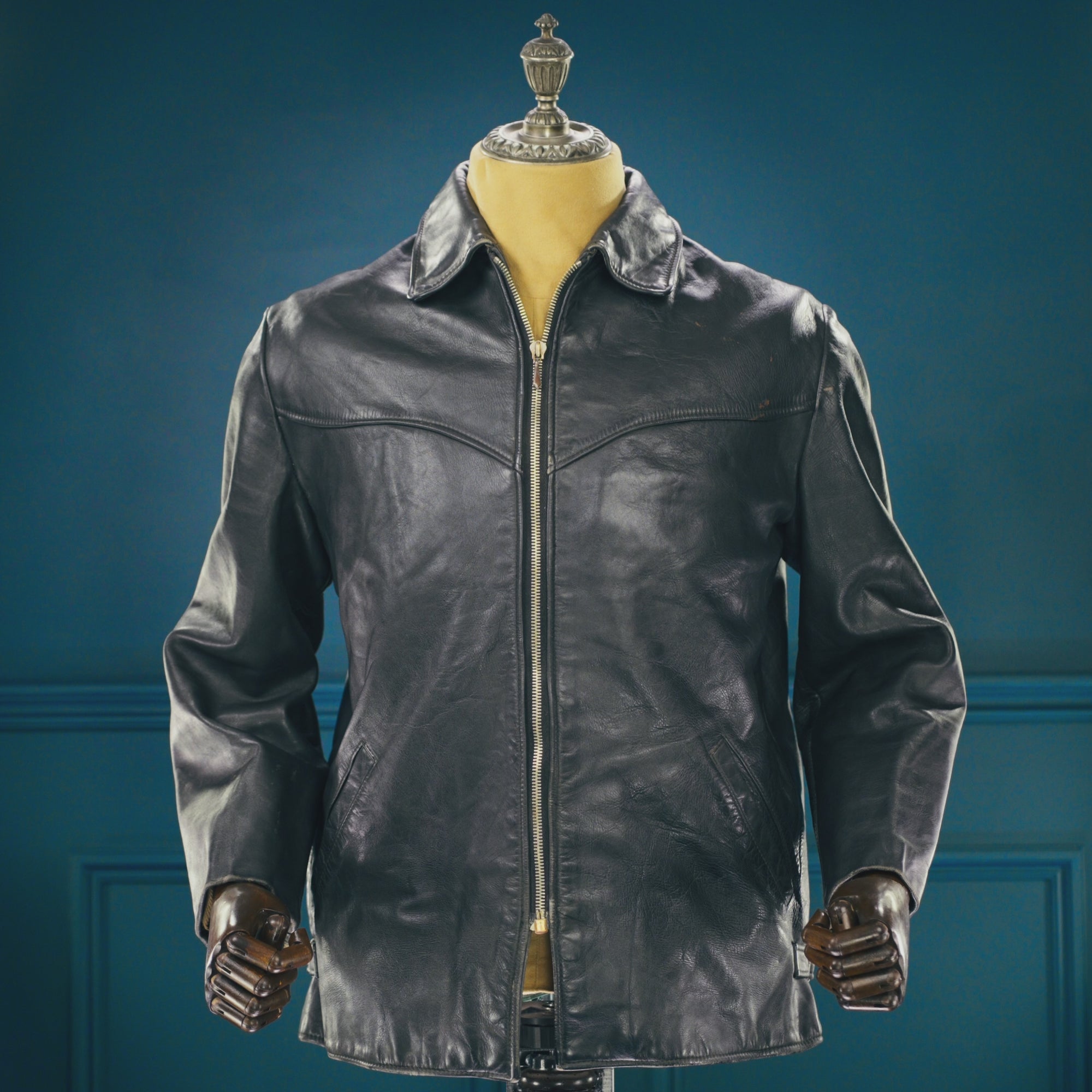 Vintage 1960s West German Horsehide Black Single Rider Biker Leather Jacket “M”