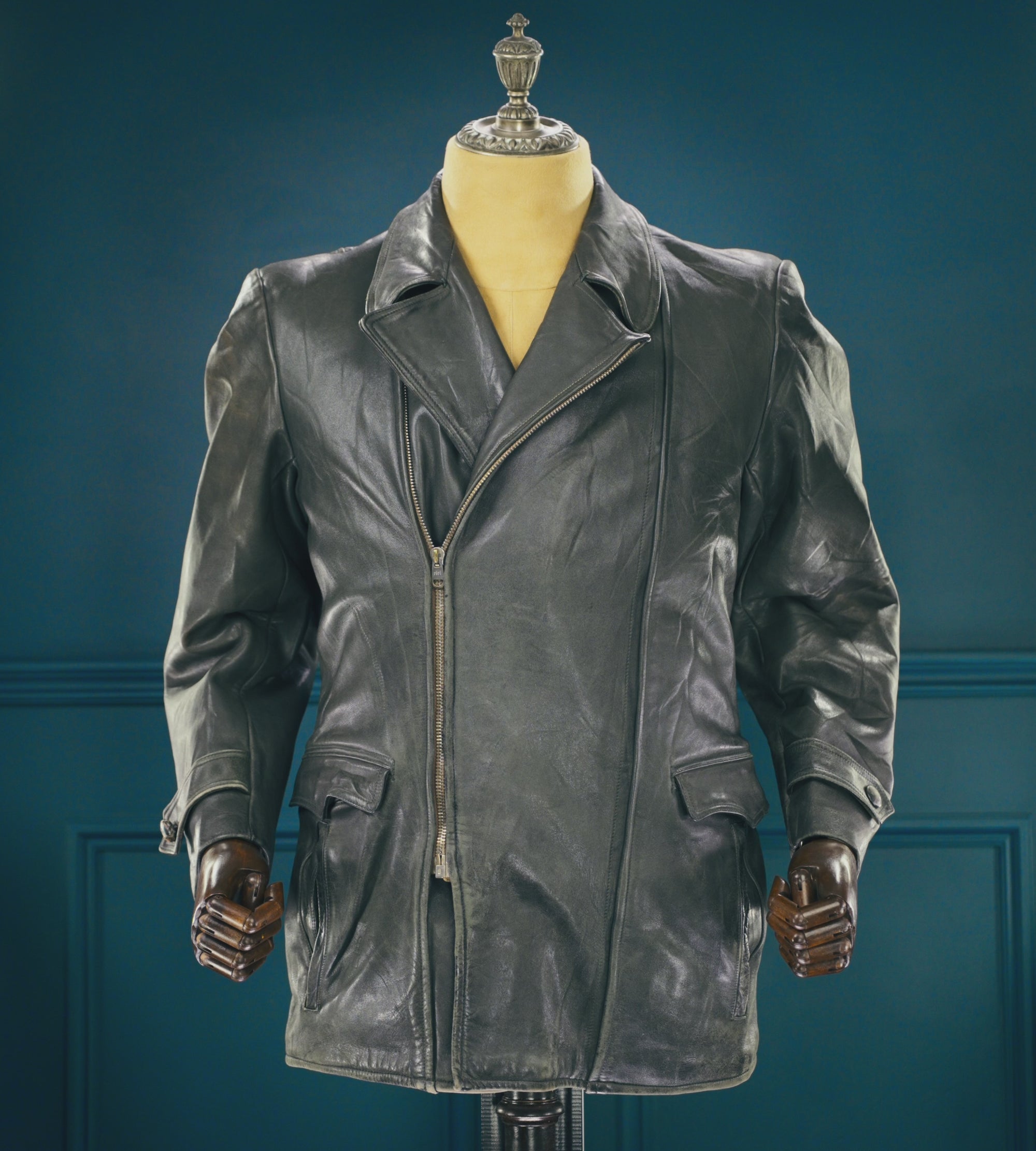 Vintage 1950s West German Horsehide Border Police Dispatch Leather Jacket “M”