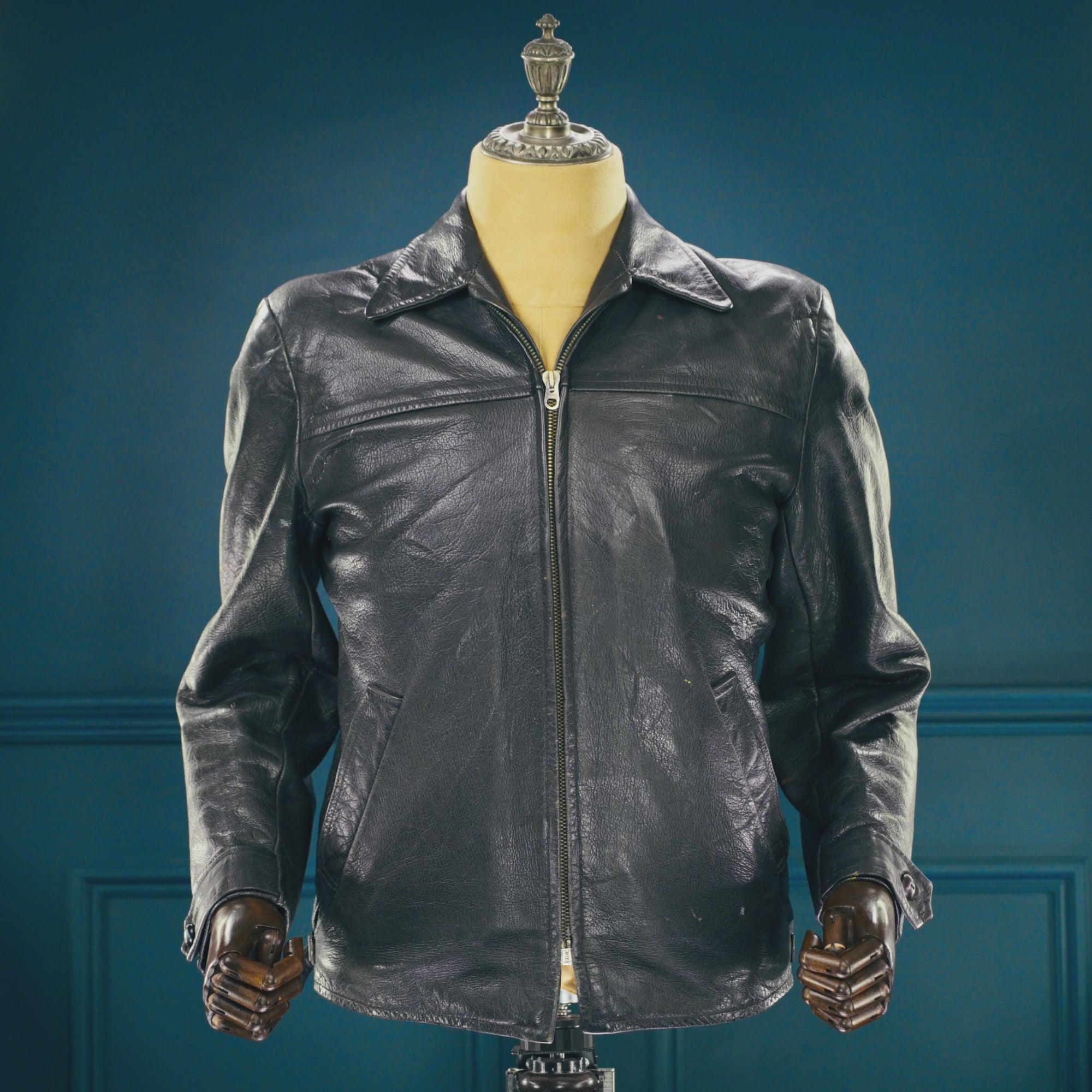 Vintage 1950s Dala Goatskin Single Rider Highwayman Worker Leather Jacket “M”